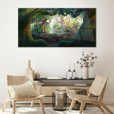 A mysterious forest full of life Wall art on glass