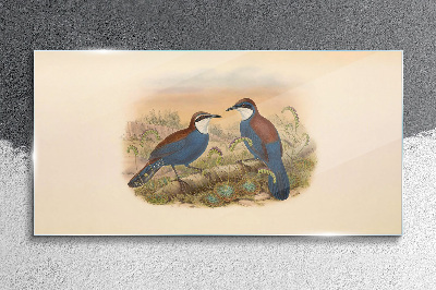Birds Talking in Pastel Scenery Glass art print