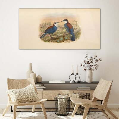 Birds Talking in Pastel Scenery Glass art print