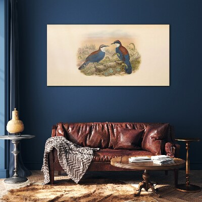 Birds Talking in Pastel Scenery Glass art print