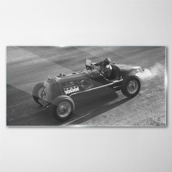 Racing classic in action Wall art on glass