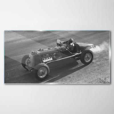 Racing classic in action Wall art on glass