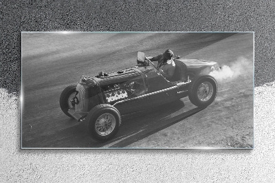 Racing classic in action Wall art on glass