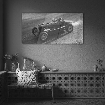 Racing classic in action Wall art on glass