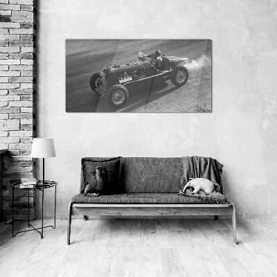 Racing classic in action Wall art on glass