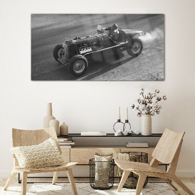 Racing classic in action Wall art on glass