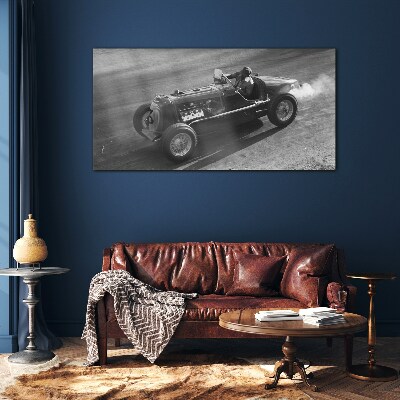 Racing classic in action Wall art on glass