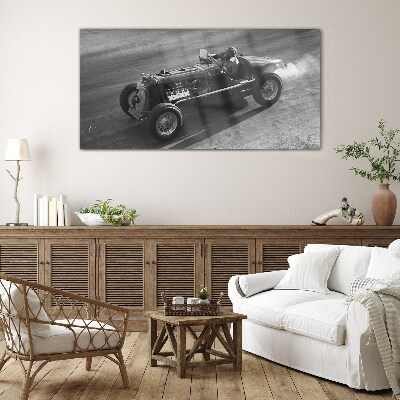 Racing classic in action Wall art on glass