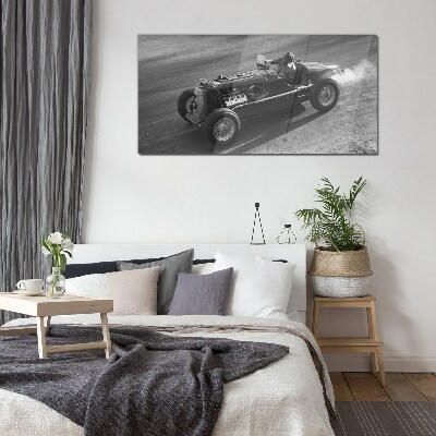 Racing classic in action Wall art on glass