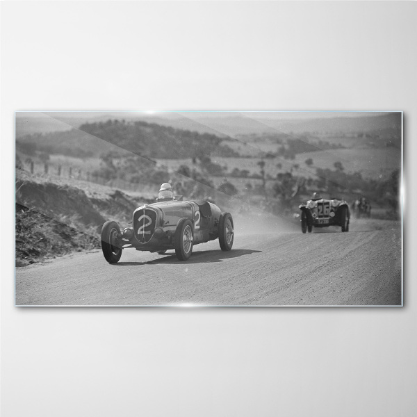 Racing thrills from the 1950s. Glass art print