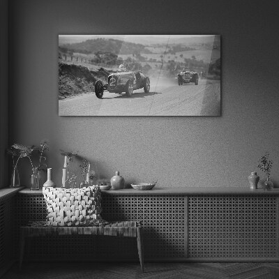 Racing thrills from the 1950s. Glass art print