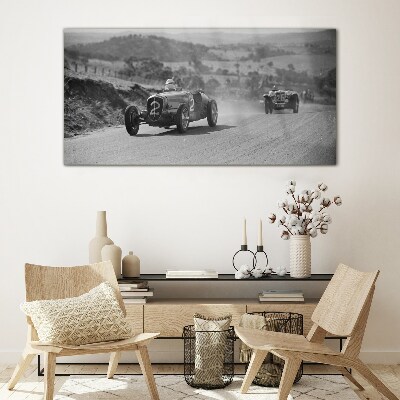 Racing thrills from the 1950s. Glass art print