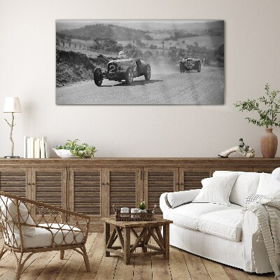 Racing thrills from the 1950s. Glass art print
