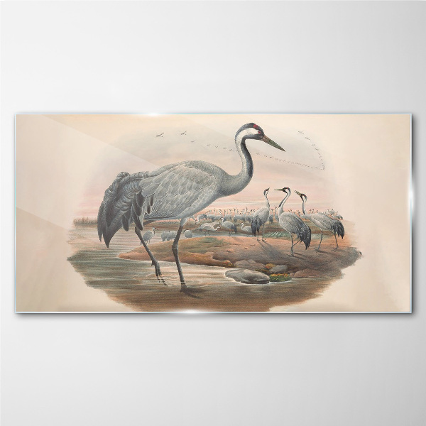 Lapwing on the water background Wall art on glass