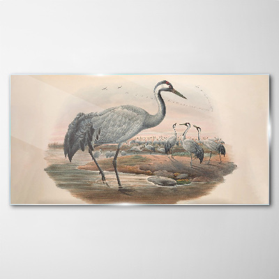 Lapwing on the water background Wall art on glass