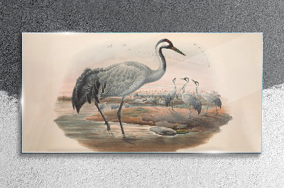 Lapwing on the water background Wall art on glass
