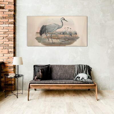 Lapwing on the water background Wall art on glass