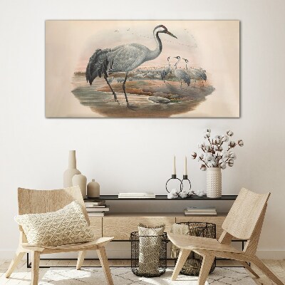 Lapwing on the water background Wall art on glass