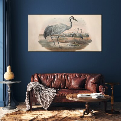 Lapwing on the water background Wall art on glass