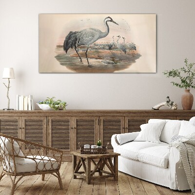 Lapwing on the water background Wall art on glass