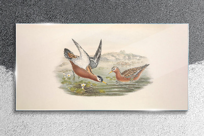 Birds over the water Glass art print