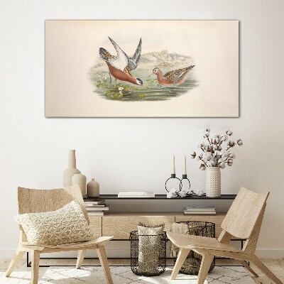 Birds over the water Glass art print