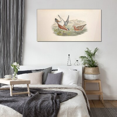 Birds over the water Glass art print