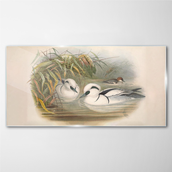 An idyllic duet among the grasses Glass art print