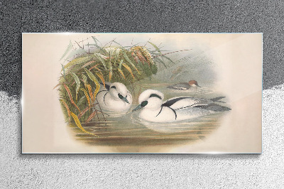 An idyllic duet among the grasses Glass art print