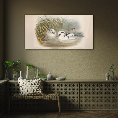 An idyllic duet among the grasses Glass art print