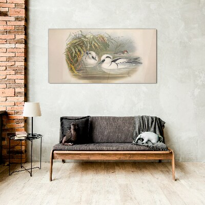 An idyllic duet among the grasses Glass art print