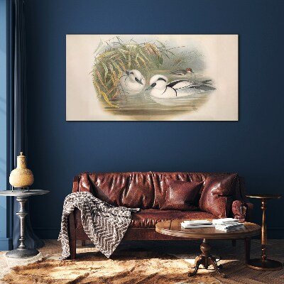 An idyllic duet among the grasses Glass art print