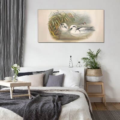 An idyllic duet among the grasses Glass art print