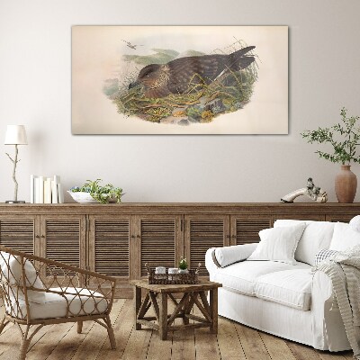 Animals birds beige Glass Wall Art