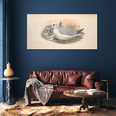 Seabirds in the calm water Glass art print