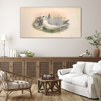 Seabirds in the calm water Glass art print