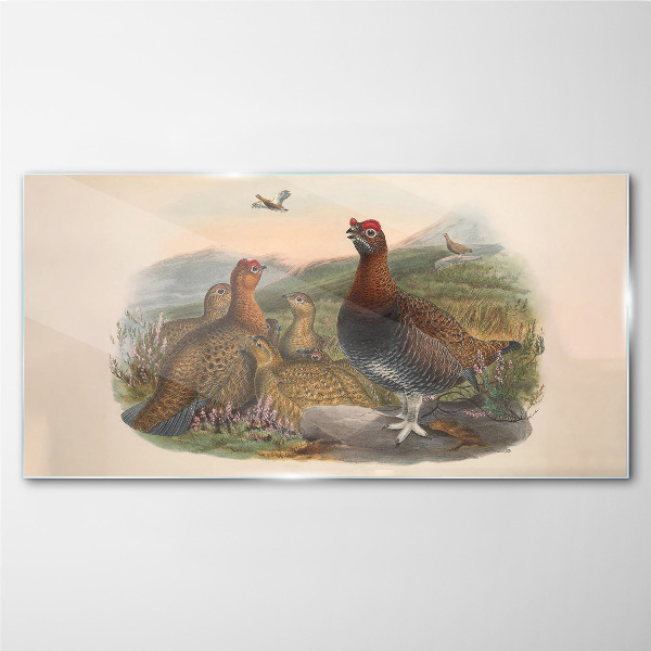 A family of birds in their natural habitat Wall art on glass