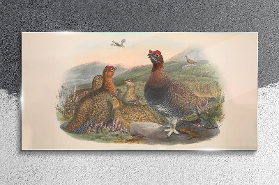A family of birds in their natural habitat Wall art on glass