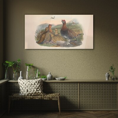 A family of birds in their natural habitat Wall art on glass