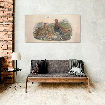 A family of birds in their natural habitat Wall art on glass