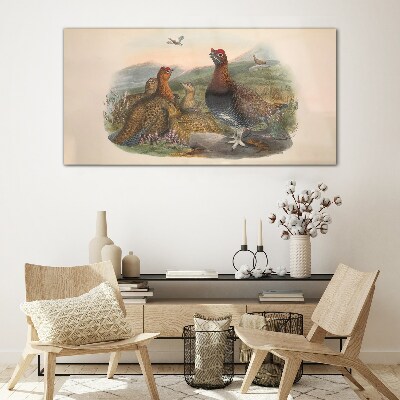 A family of birds in their natural habitat Wall art on glass