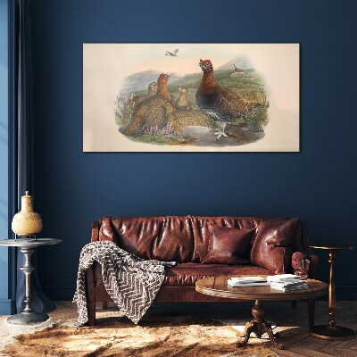 A family of birds in their natural habitat Wall art on glass
