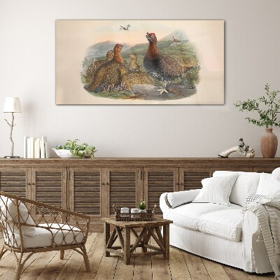 A family of birds in their natural habitat Wall art on glass