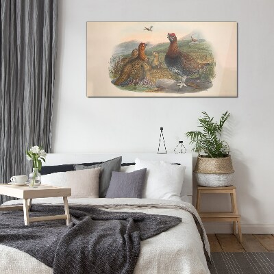 A family of birds in their natural habitat Wall art on glass