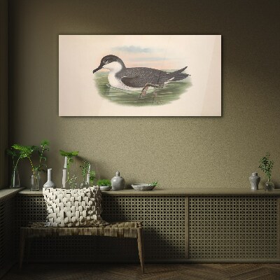 Bird on a water background Glass art print