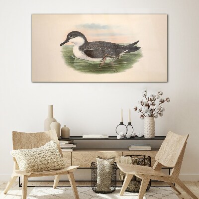Bird on a water background Glass art print
