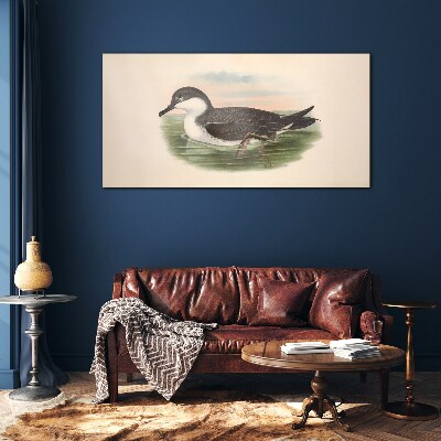 Bird on a water background Glass art print