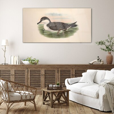 Bird on a water background Glass art print