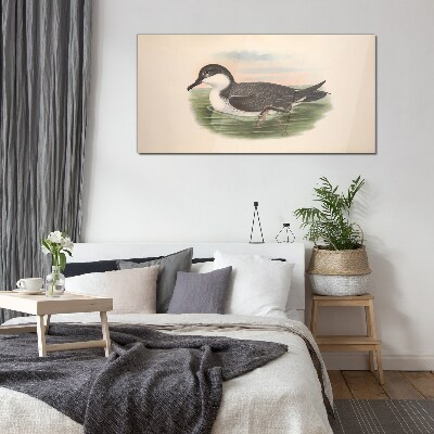 Bird on a water background Glass art print