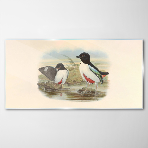 Birds over the water Wall art on glass